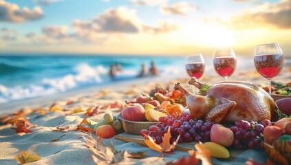 Thanksgiving Feast on the Beach: A Sunset Celebration