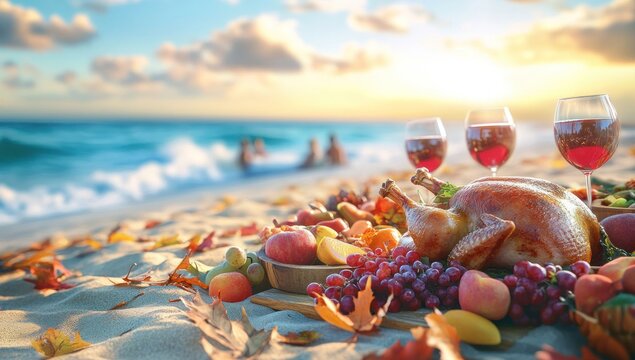 Thanksgiving Feast on the Beach: A Sunset Celebration