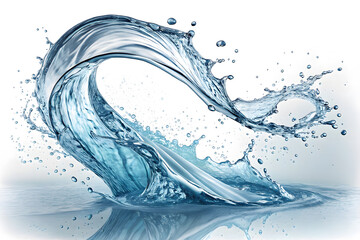Flowing water splash isolated on white background