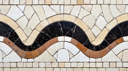 Stone Mosaic Tile Wave Pattern