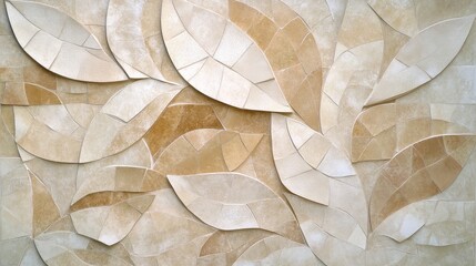 Beige Leaf Mosaic Wall Art