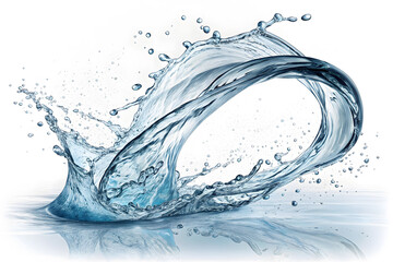 Flowing water splash isolated on white background