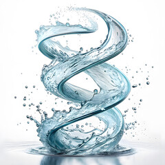 Flowing water splash isolated on white background