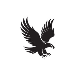 Flying Eagle Silhouette Logo Design Isolated on White Background
