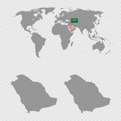 Saudi Arabia Map Set with World Location.