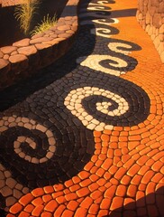 Colorful Spiral Stone Pathway Design