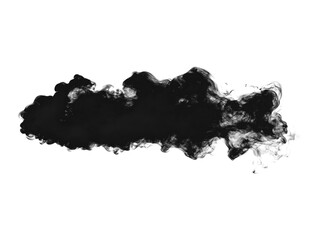 Black smoke isolated on white background. Abstract dark cloud shape.
