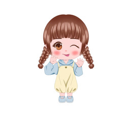 Adorable Little Girl in a Funny Cute Pose Illustration