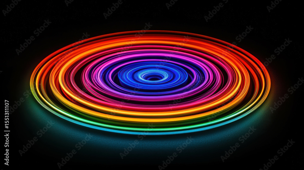 Canvas Prints vivid colorful circular pattern with swirling lines and vibrant rainbow hues on a dark background, a