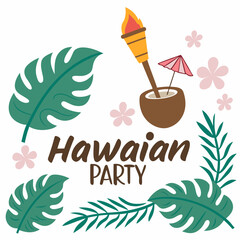 Tropical celebration design featuring luau elements and decorative floral pattern