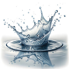 Flowing water splash isolated on white background