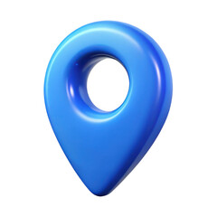 3d realistic blue location pin icon isolated on transparent background