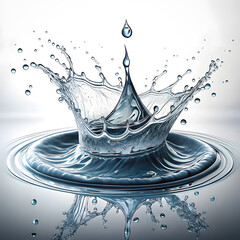 Flowing water splash isolated on white background