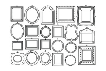  Vintage Decorative Picture Frame Set in Line Art Style
