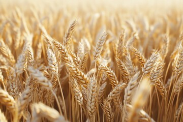 Fototapeta premium Golden Wheat Field at Sunset: A Harvest Symphony