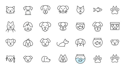Cartoon vector animal icon set for web design with a seamless pattern of baby animals
