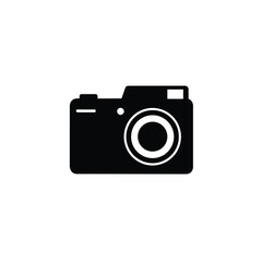 Black Silhouette Vector Camera Icon White Background