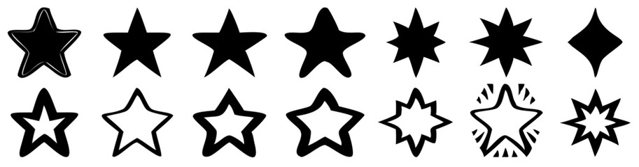 Star icon collection. Different stars set. Vector illustration