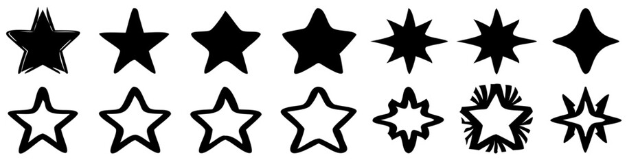 Star icon collection. Different stars set. Vector illustration