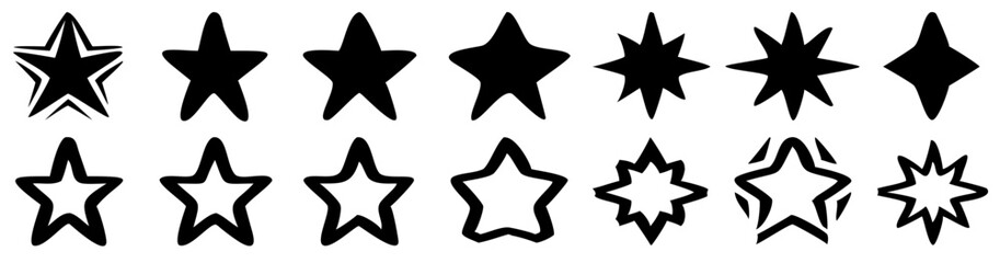 Star icon collection. Different stars set. Vector illustration