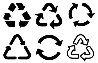 Recycle signs. Recycle arrow collection. Recycling icon set. Vector illustration