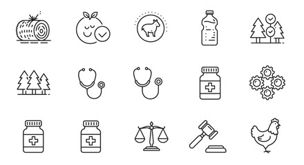 Naklejka premium A vector set of diverse fitness and health icons for web and business design
