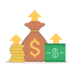 Income growth icon. Profit icon. Vector illustration