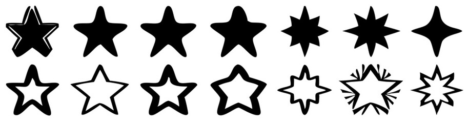 Star icon collection. Different stars set. Vector illustration