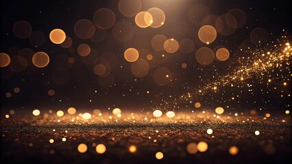 Golden Bokeh Background with Soft Light Particles and Glowing Sparkles