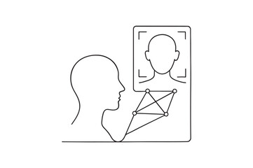 Fototapeta premium Facial Recognition continuous one line drawing minimalism design