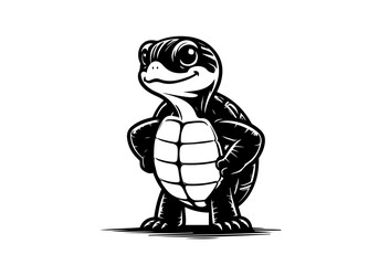 Yellow Bellied Slider Hand Drawn Natural Illustration Cartoon Stylized Vector Isolated by AZ for Books, Arts, Design and Decoration Graphic Asset