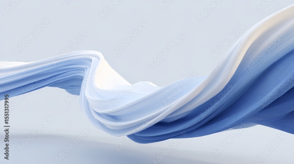 Aufkleber Elegant abstract wave pattern background with flowing blue and white lines, highangle view showcasing smooth textures and fluid movement, ideal for modern design concepts.