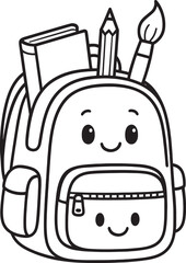 School Backpack Character Coloring Page