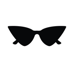 Black Silhouette Eighties Style Cat Eye Sunglasses Vector