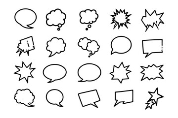 Hand Drawn Comic Bubble Vector Set