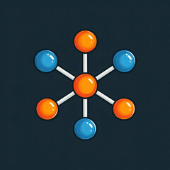 Abstract representation of molecular structure with colorful spheres on dark background showcasing scientific concepts and creativity in design