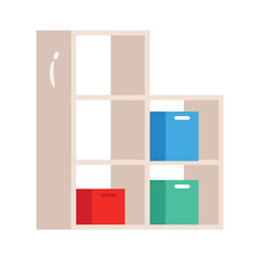 A decorative 2d icon of box storage furniture