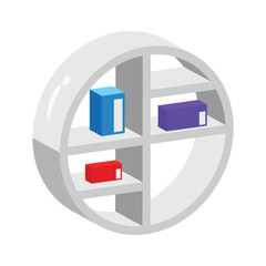 A minimal 2d icon of wall shelves design