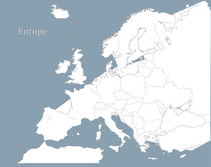 "Outline Vector of Europe Map for Geographic, Travel, and Business Projects"