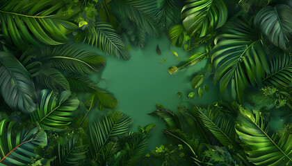 green palm leaves