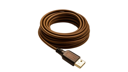 USB computer cable isolated on a white background for digital connection