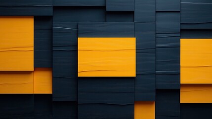 An abstract composition featuring layered textured color blocks in navy and yellow that create a striking visual depth, representing modern art's innovative aesthetic.