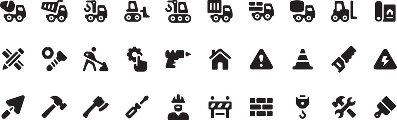 Logistics and Conveyor Icons Set, Industrial Equipment Vector, Factory Transport Symbol, Automation Design, Warehouse Line Art