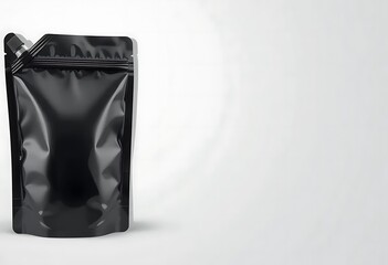 Elegant Black Spout Pouch Packaging Mockup on Soft White Background Space