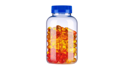 Glass bottle with red medicine and a red wine bottle are isolated objects