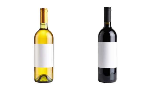 Elegant red wine bottle and glass with a blank label, perfect for a celebration drink