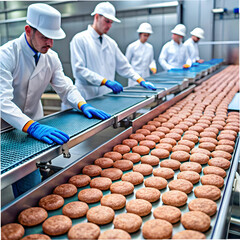 production and molding of cutlets concept meat ind