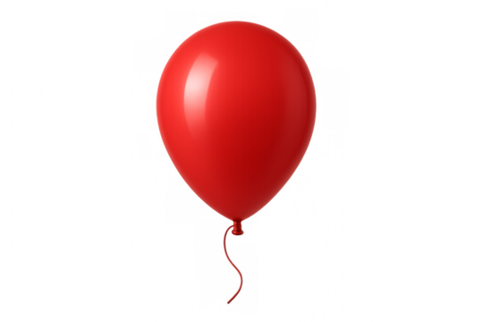 Single red balloon floating with transparent background