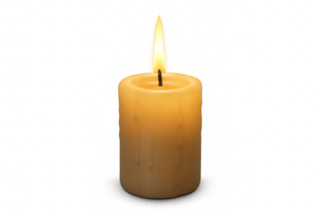 Burning candle with transparent background illuminating the darkness