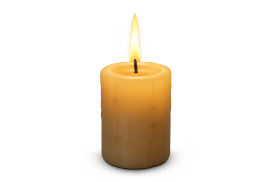 Burning candle with transparent background illuminating the darkness